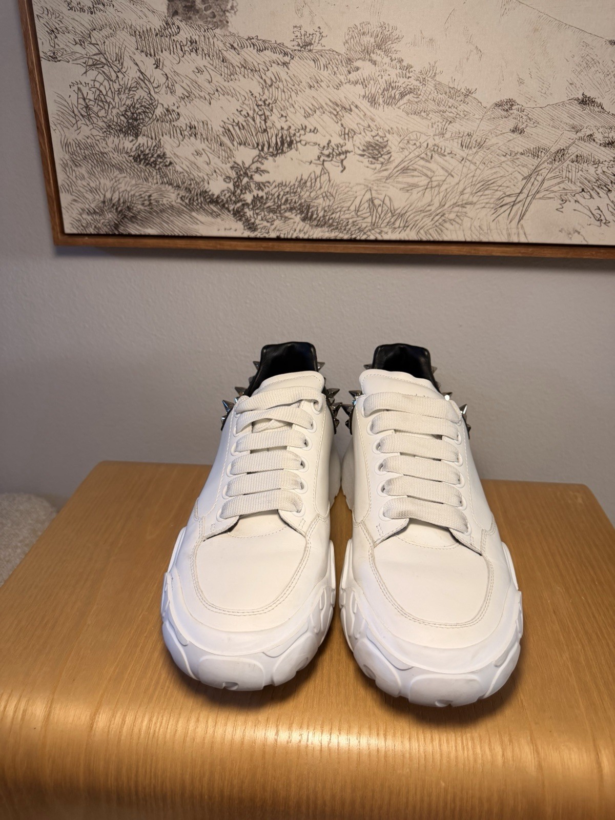 Alexander McQueen Counter Spike Leather Low-Top Sneakers White sneakers 10US/ 40