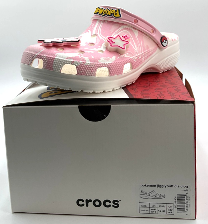 Pokémon x Crocs Jigglypuff Classic Men’s 9 / Women’s 11 Pink/White Clogs NIB