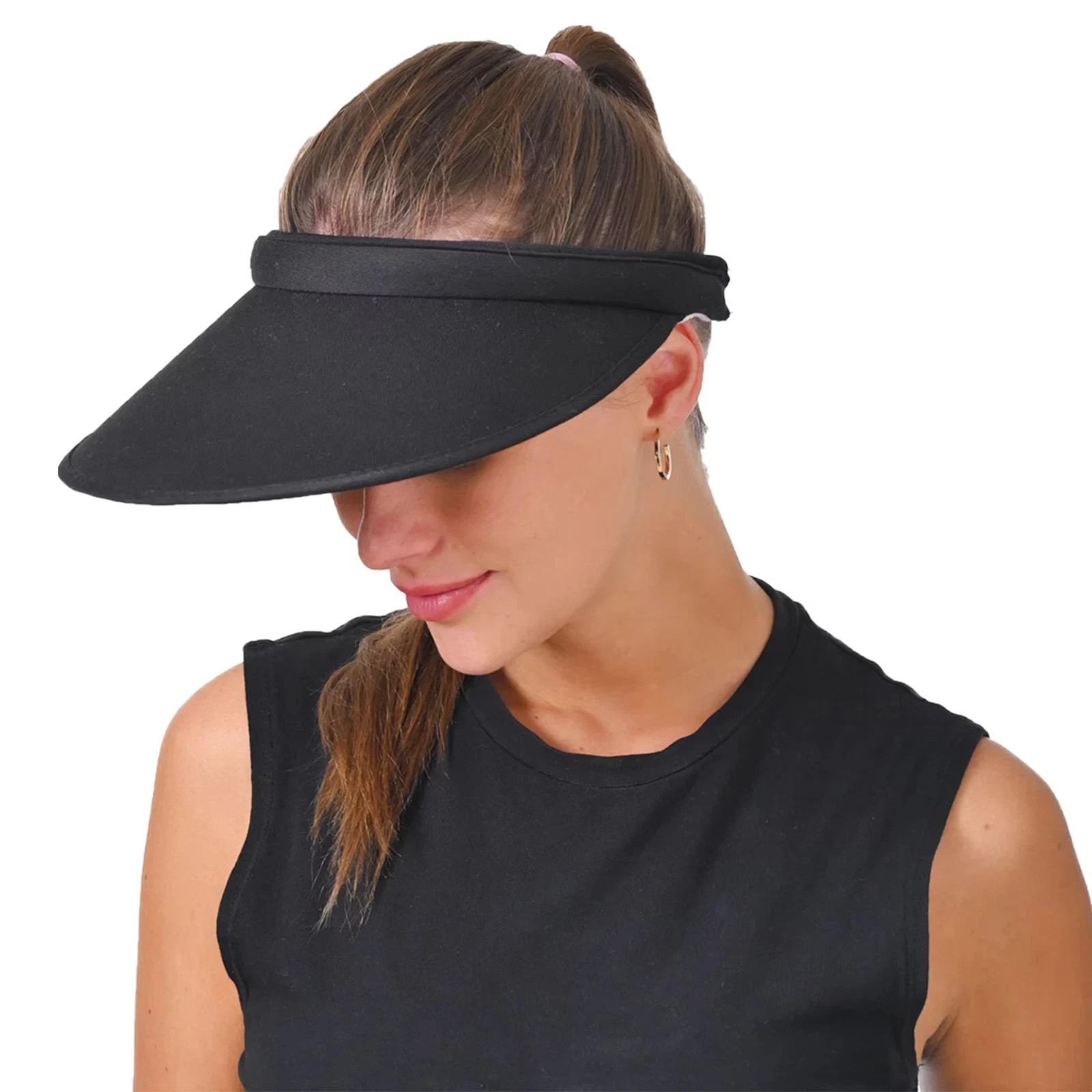 WOMENS CLIP ON SUN VISOR LADIES HAT COTTON CLIP ON SUN VISOR TENNIS GOLF BEACH