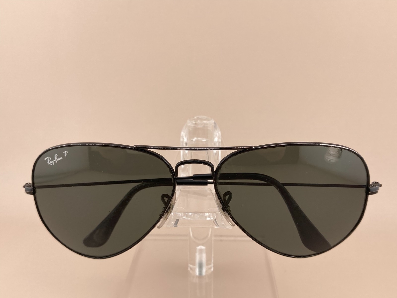 Ray Ban Sunglasses Black Aviators 59-15-125mm Gray Vintage Lenses SEE*