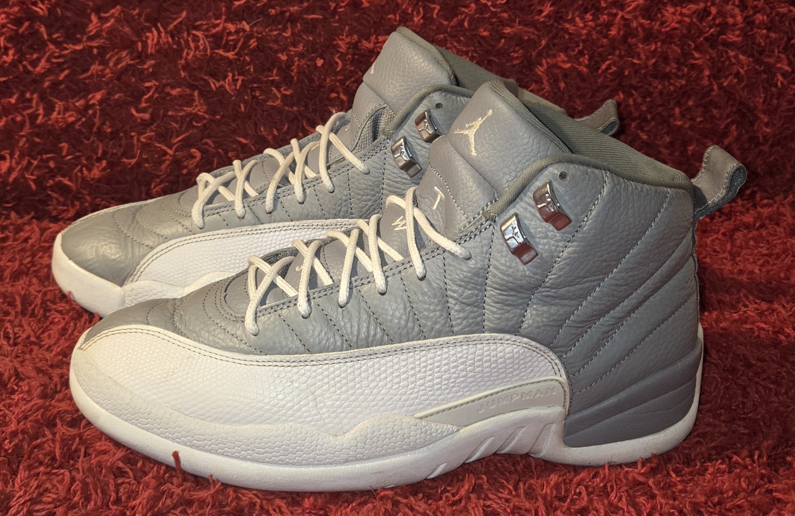 Jordan Air Jordan 12 Gray/White High Top Lace-Up Men’s Basketball Sneakers
