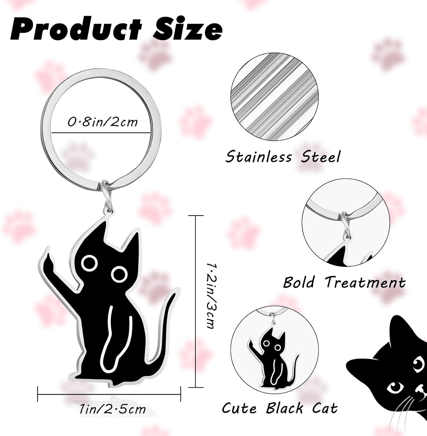 Cat Key Chain, Cute Keychain for Women Cool Stuff Decor Cat Keychain Gifts for C