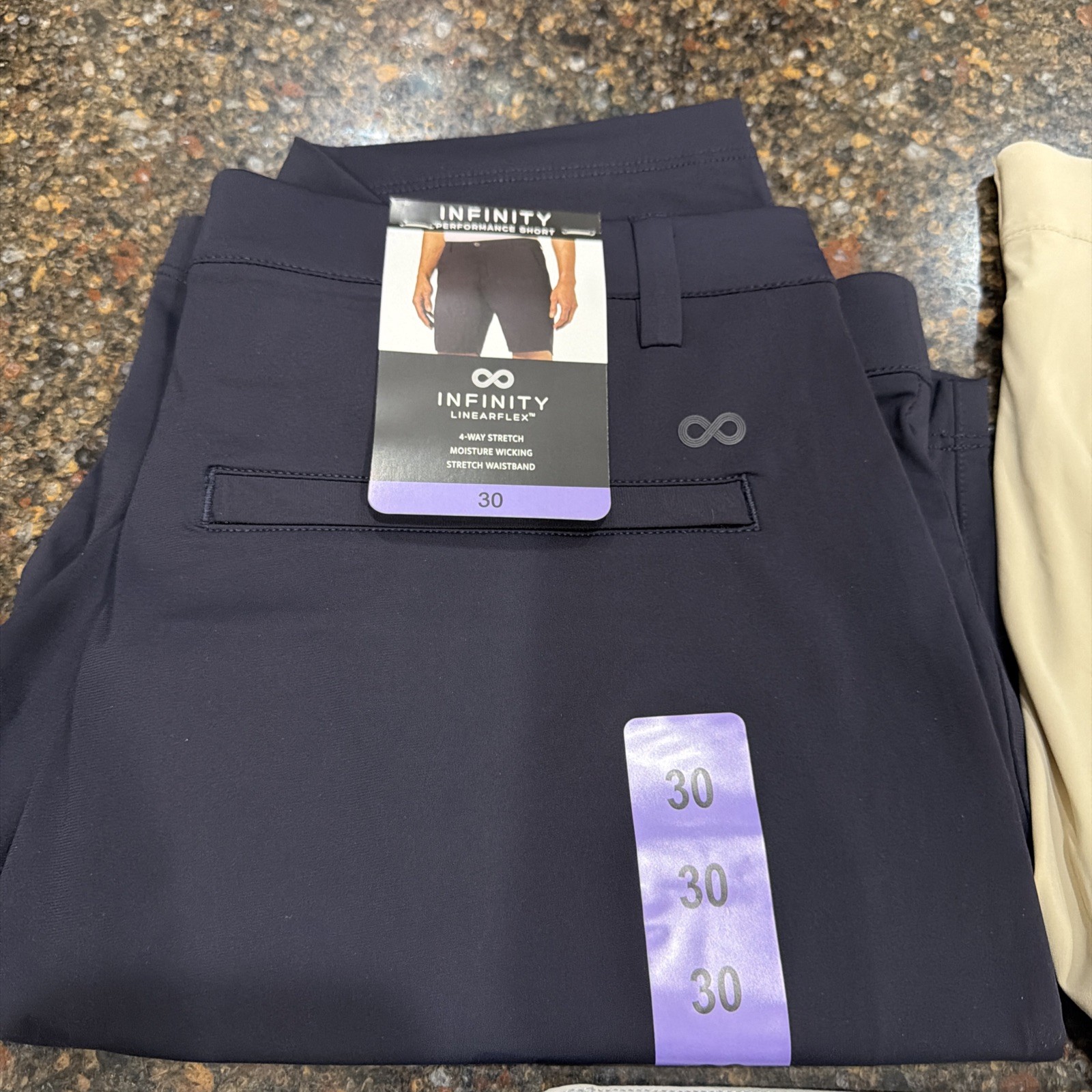 Infinity Men’s Performance Short in navy, tan , gray