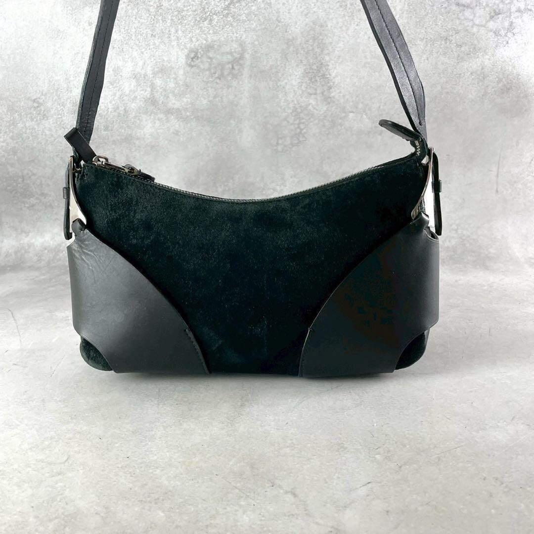 Bally Y2K Black Suede Leather Shoulder Bag Women’s Accessory Pouch 11.4in