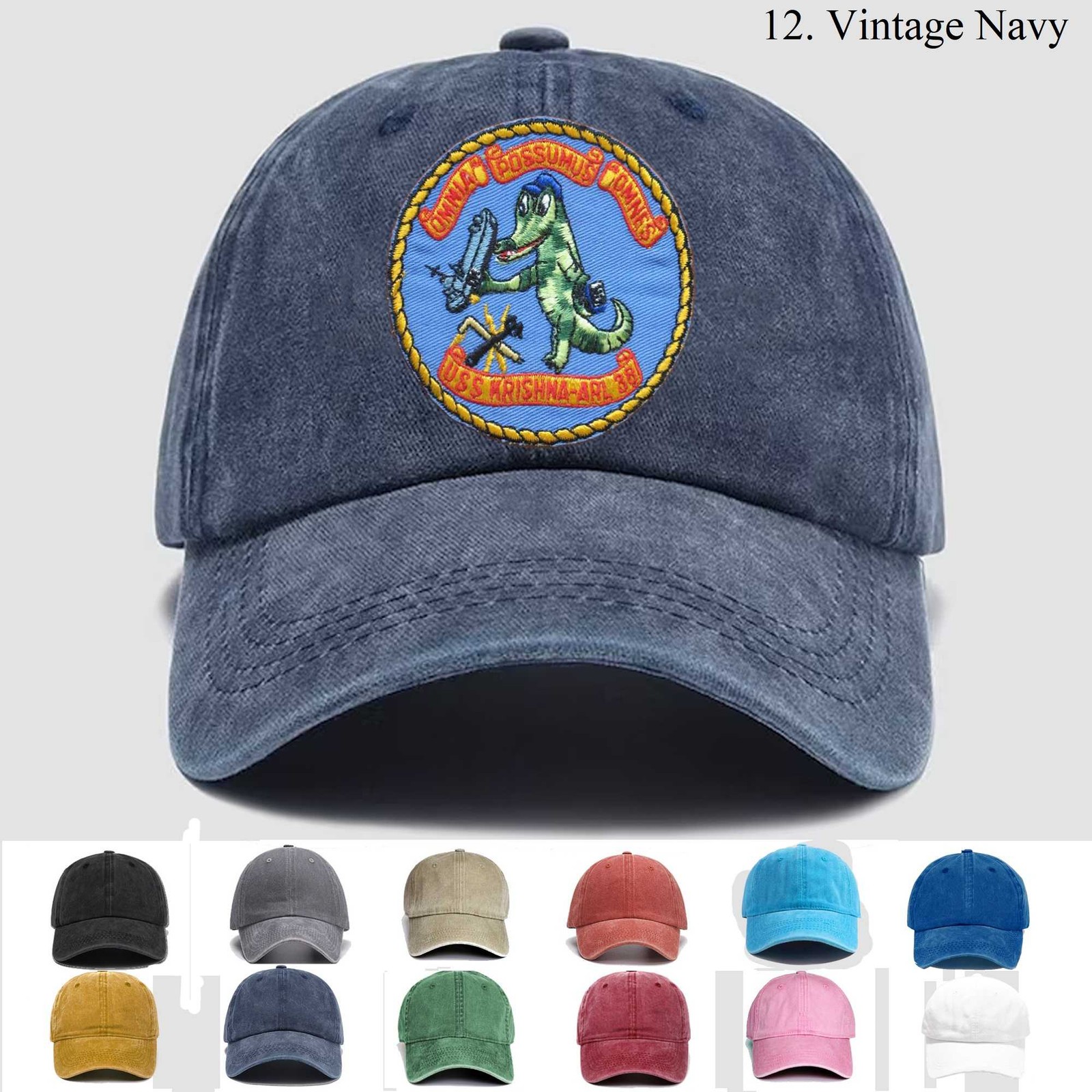 Customized Name Embroidered Hat Uss Krishna Arl-38, Veteran Cap, Trucker Hat