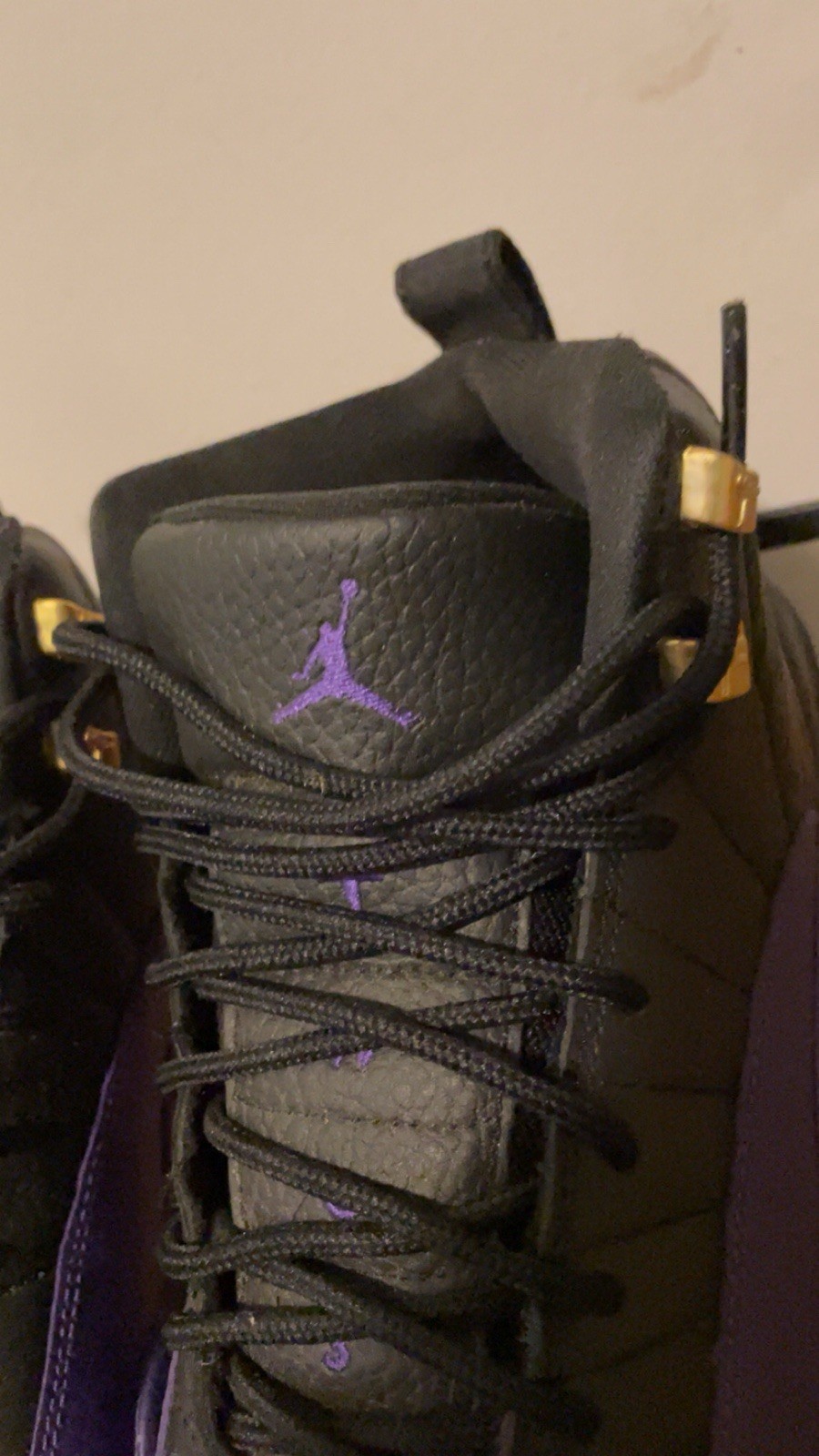 Jordan 12 Boys High Top Sneakers Black Purple Gold 5Y And Air Force 1 5Y