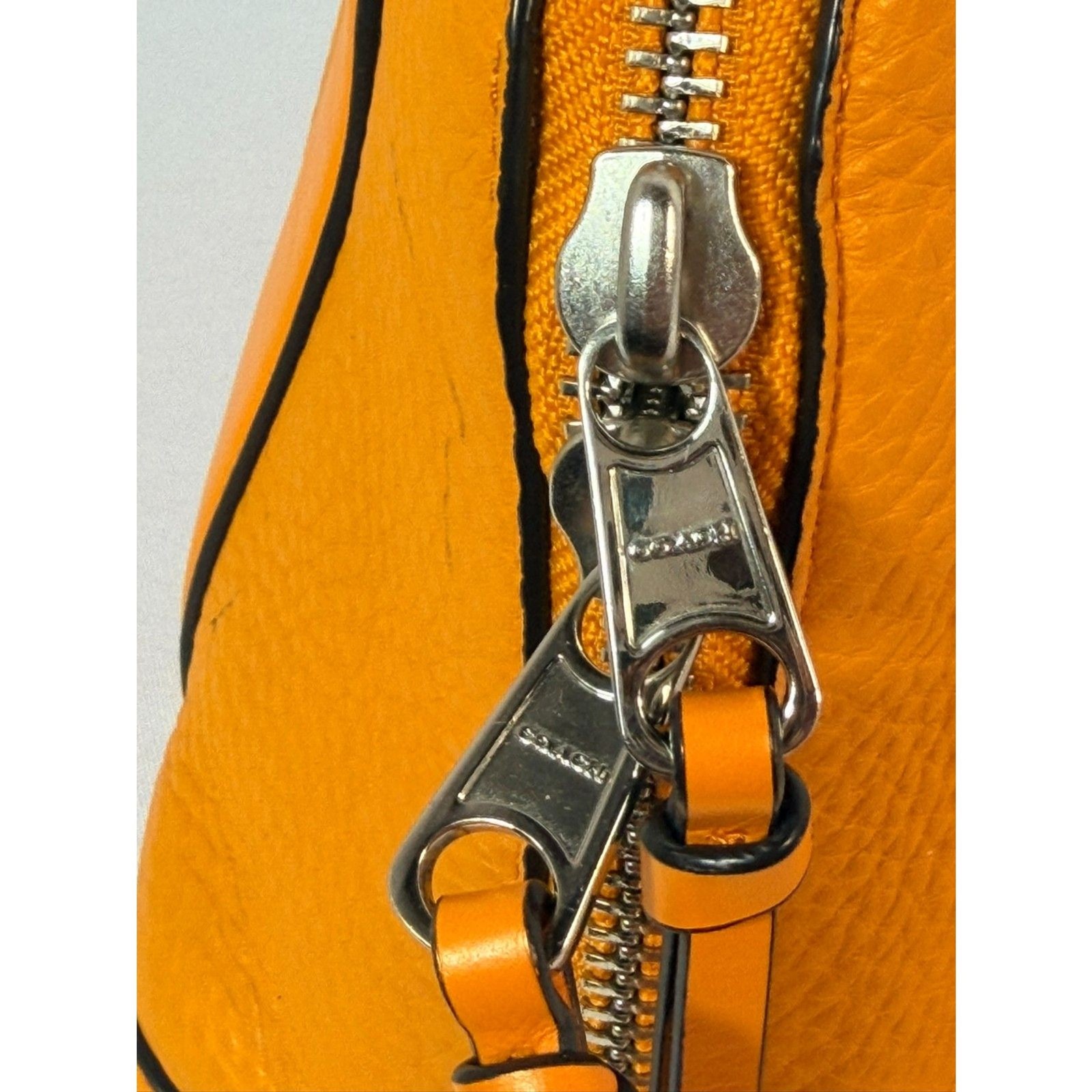 COACH Bleecker Leather Mini Preston Satchel Bright Mandarin F30143 Bowler RARE
