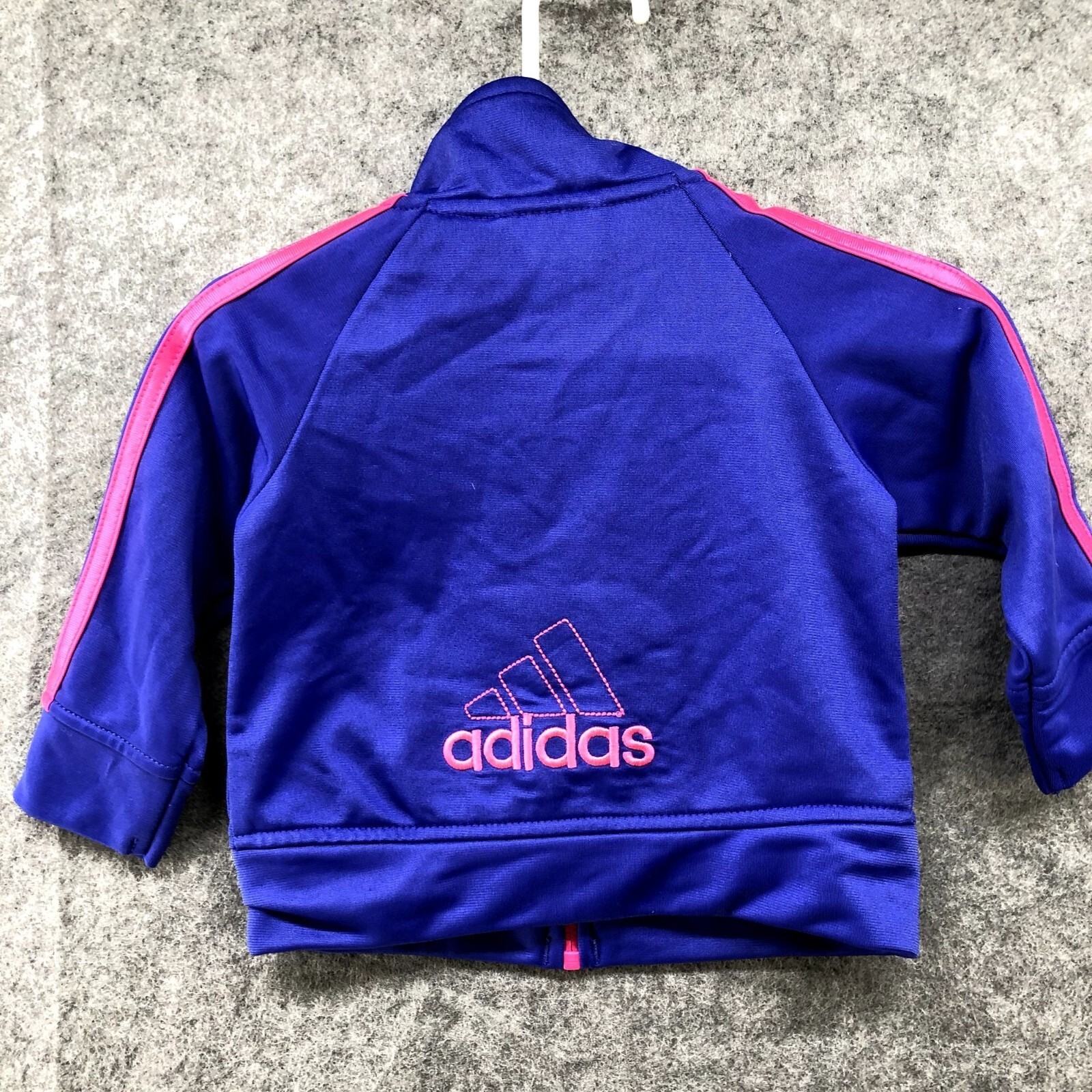 Adidas Baby 6M Girls Track Jacket Blue Pink 3 Stripe Active Full Zip