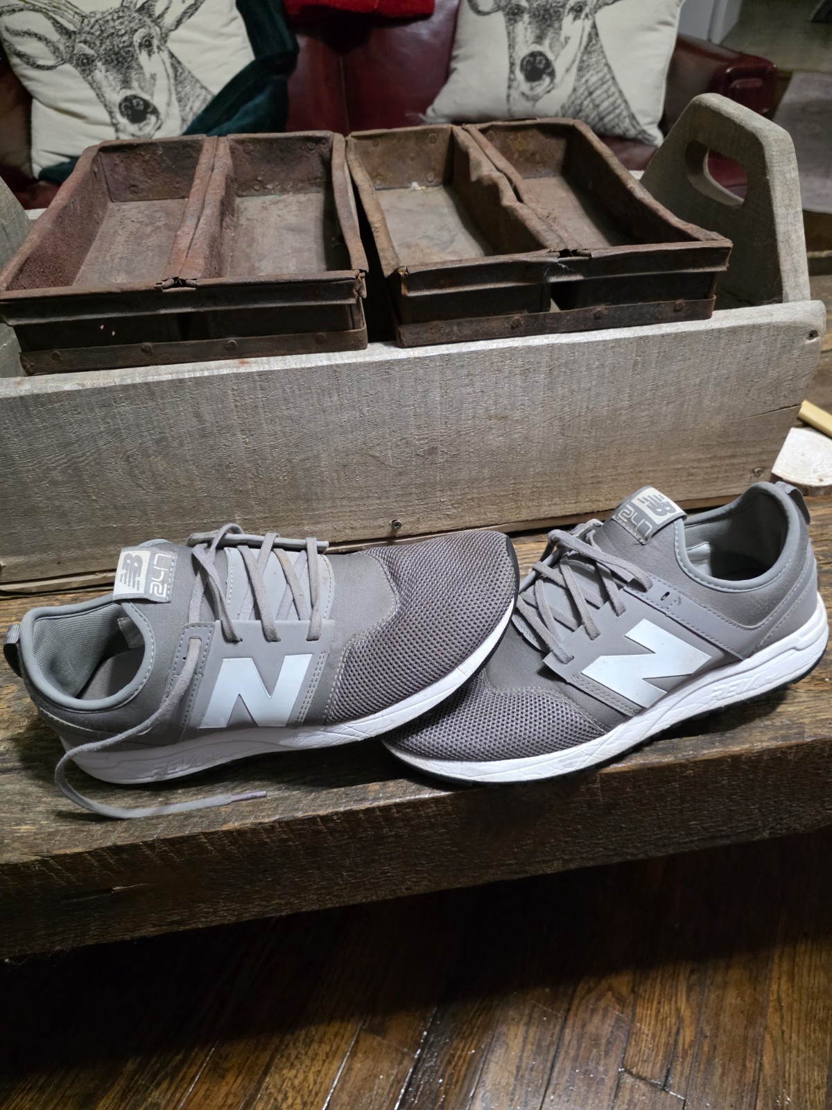Mens New Balance 247 Classic Lifestyle In Gray And White Mesh Synthetic Leather