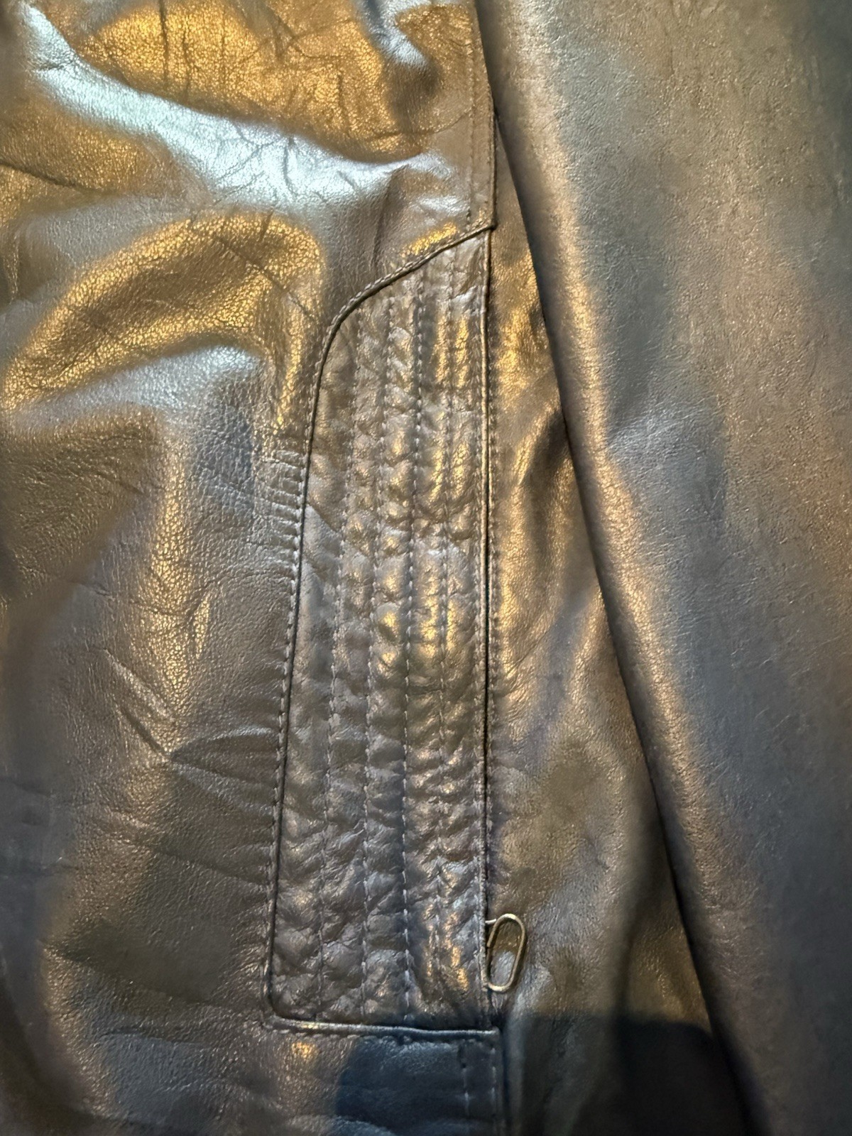 Blue Leather Jacket Strellson Racer Jacket XL Swiss Designer Lined Zip Up