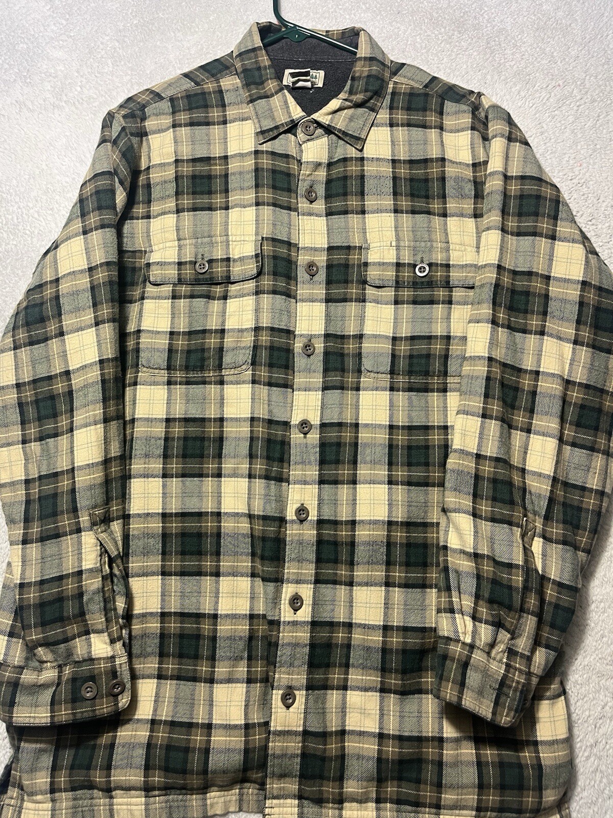 Vintage LL Bean Jacket Mens L Tall Plaid Flannel Shacket Fleece Lined Button Up.
