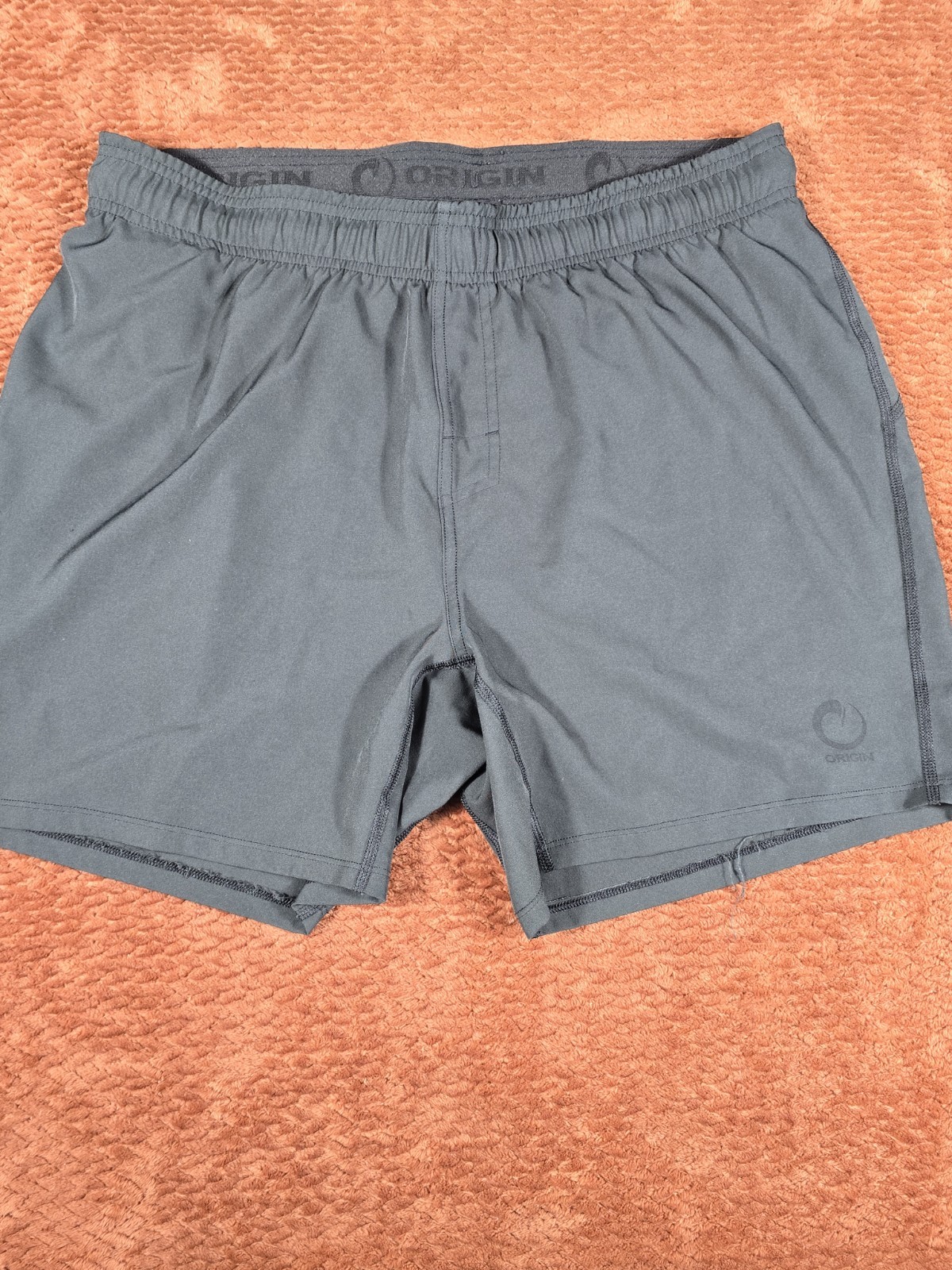 ORIGIN Mens Medium Athletic Training Shorts Gray Gym Workout Running 7 Inseam