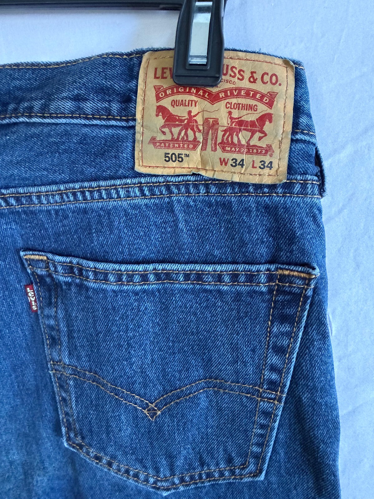 Mens Levi 505 jeans, Regular fit, Straight Leg, Blue, 34×34
