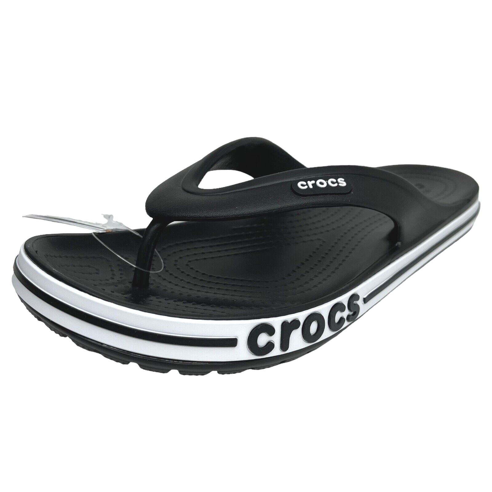 Crocs Mens Bayaband Flip Flop Thong Sandal Size 8-9 Black-White Water Friendly