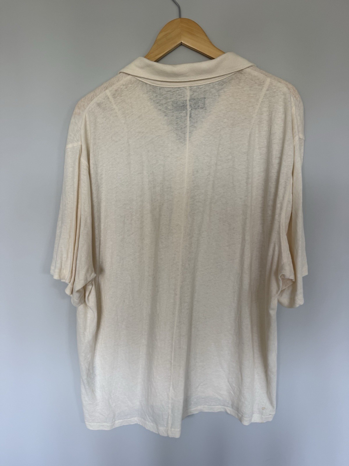rag & bone Men’s Beige Knit Short Sleeve Button-Up Shirt, XL