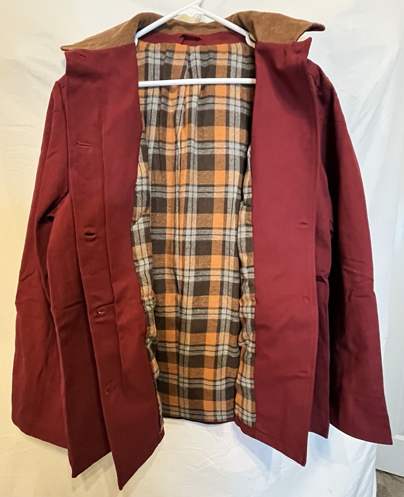 Women’s Brick Red Barn Jacket w Corduroy Collar/Cuffs Women’s Sz L New