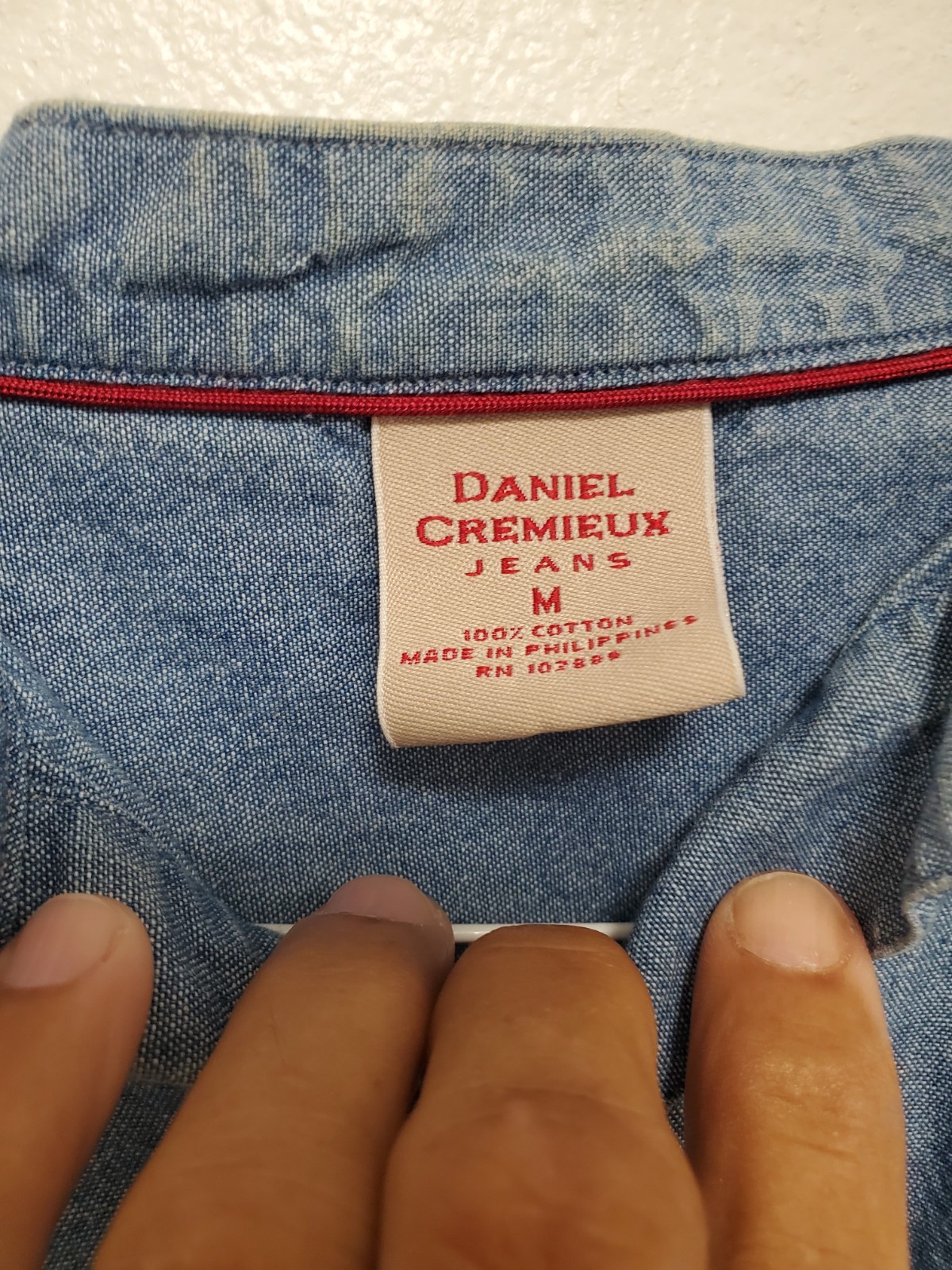 Daniel Cremieux Jeans Men’s Medium Chambray Popover Shirt Blue Short Sleeve Sug