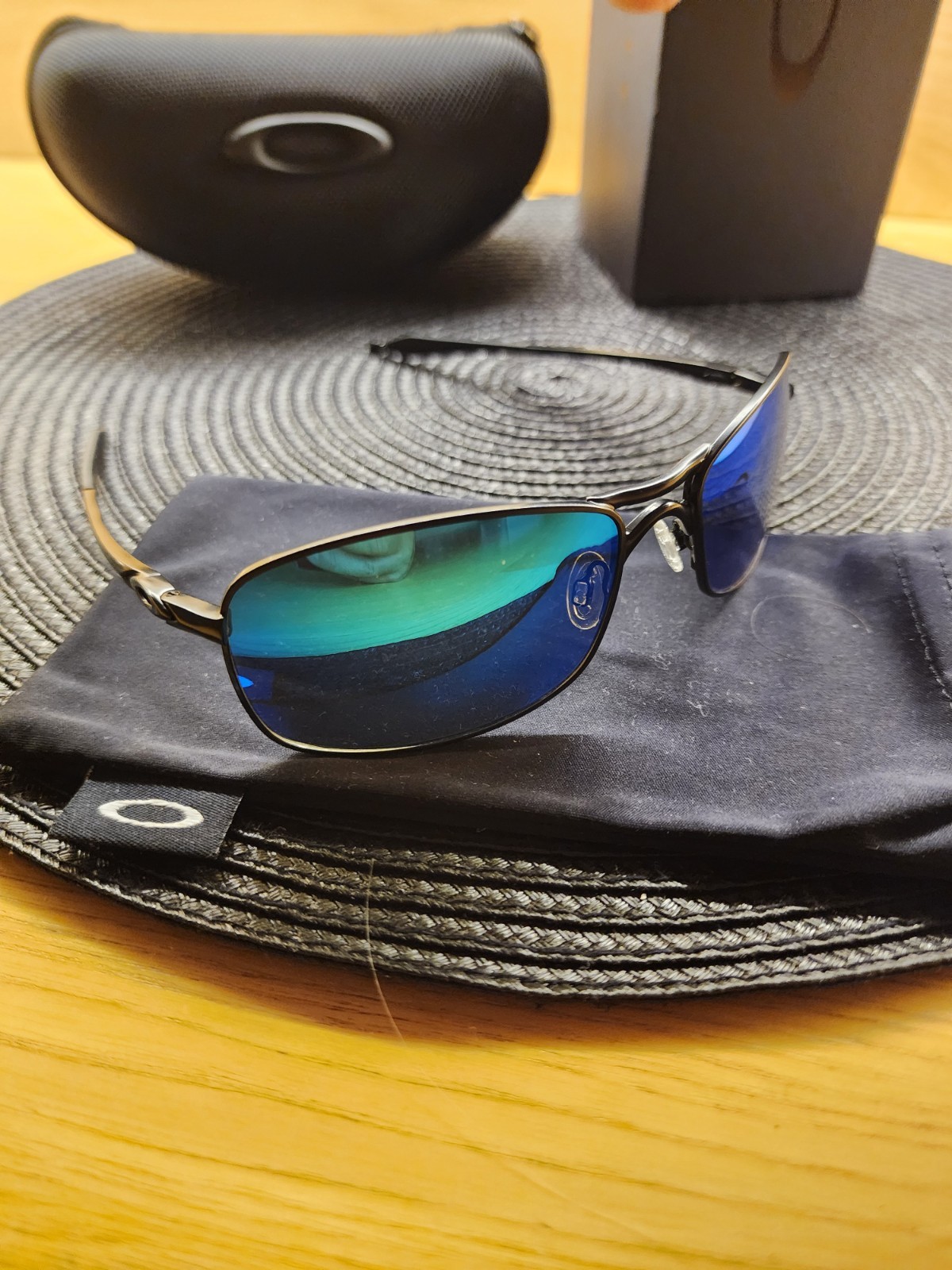 Oakley Crosshair 2.0 Alloy Metal Frame Blue Prizm Polarized Lens Full Pack New
