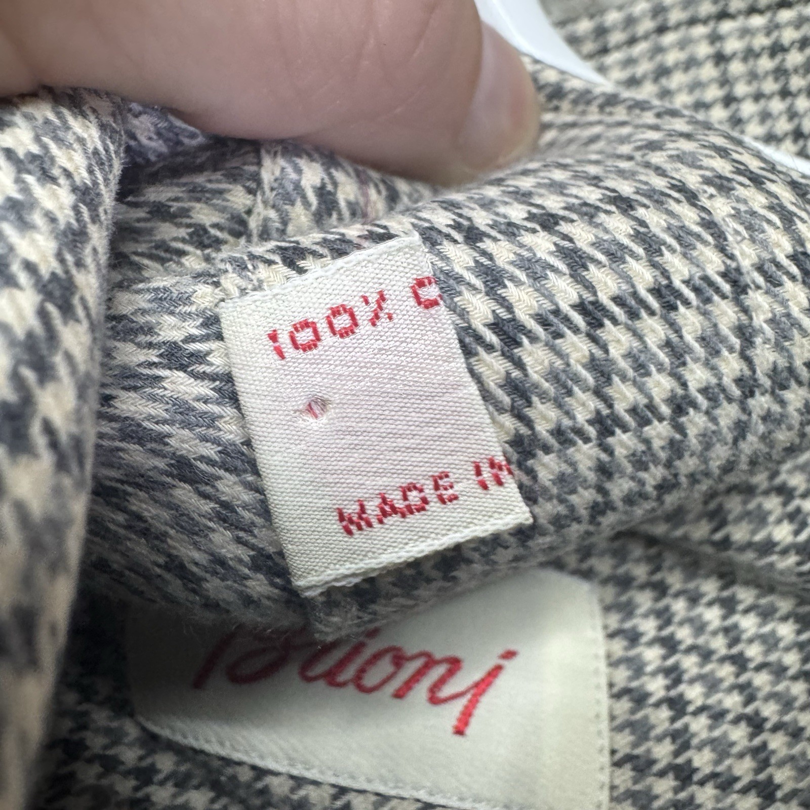 Brioni Shirt Men’s Size XL Long Sleeve Button Up Gray Houndstooth Made In Italy