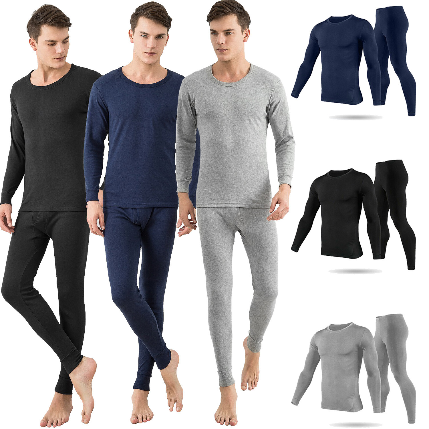 Mens Cotton Top & Bottom Thermal Long Johns Underwear Suit Set M/L/XL/2XL
