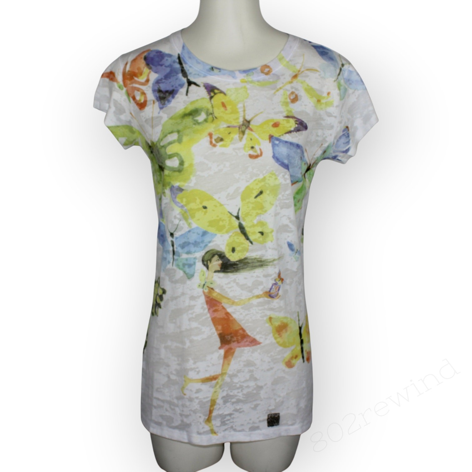 Masha Dyans Butterfly Dragonfly Union T Shirt XL Watercolor Graphic Slub