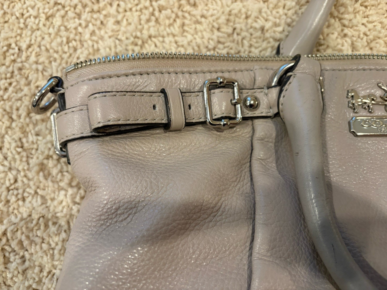 COACH MADISON SOPHIA in Bone, ITALIAN PEBBLED LEATHER SATCHEL. Very Nice