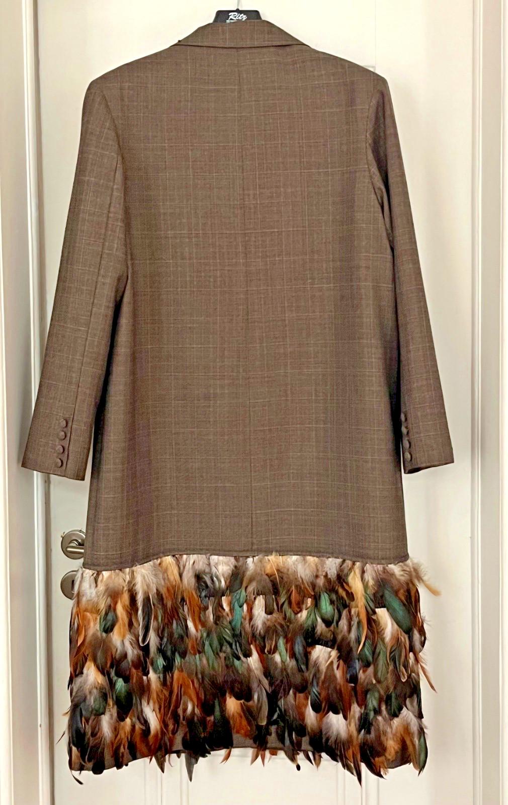 Custom Made Coat Women With Feather and Silk Lining Size M