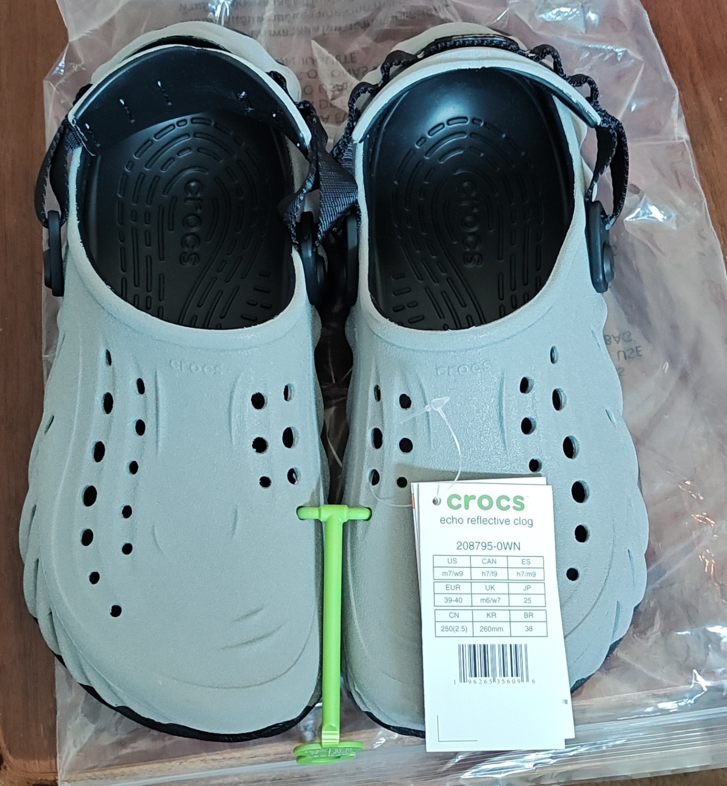 Crocs Echo Reflective Clog Echo Gray Slip-On Rubber 208795-0WN Men’s US 7
