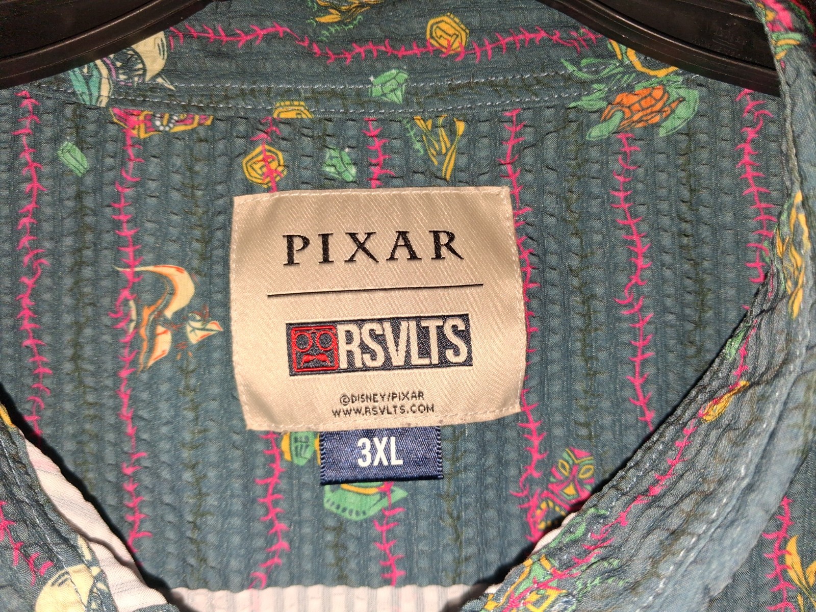 RSVLTS Disney Pixar Finding Nemo Shark Baits Buds Seersucker Shirt 3xl