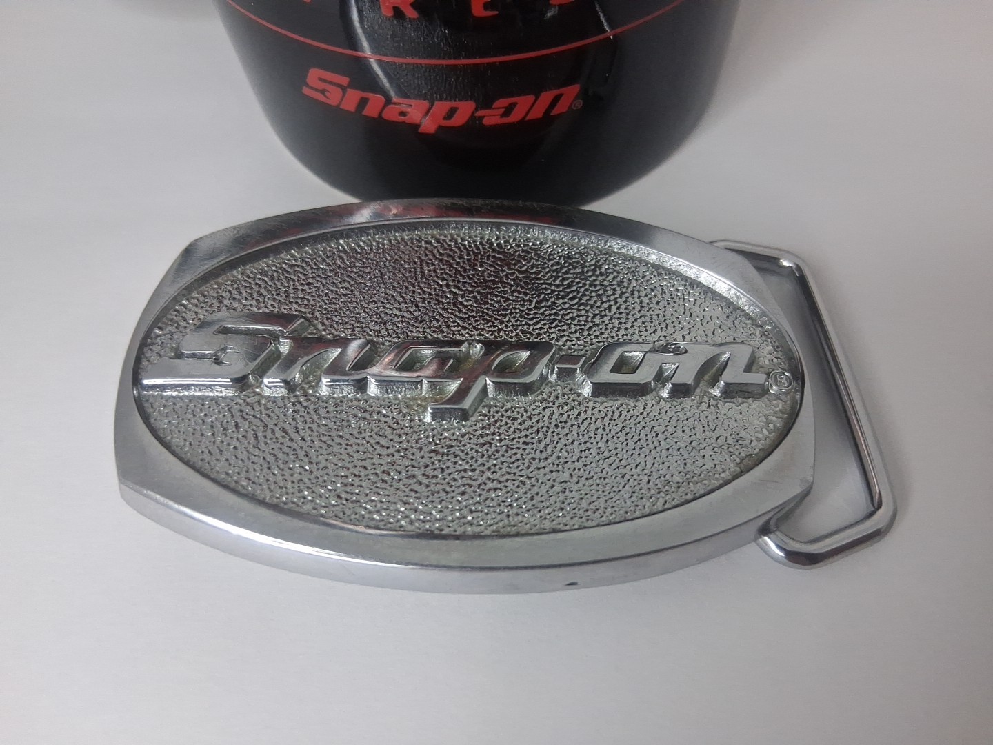Snap-ON Chrome on Brass Belt Buckle SPP-509 & Coffee Mug