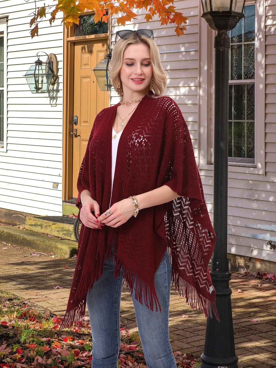 Luxurious 100% Soft Acrylic Poncho Wrap for All Seasons – One Size Fits Most