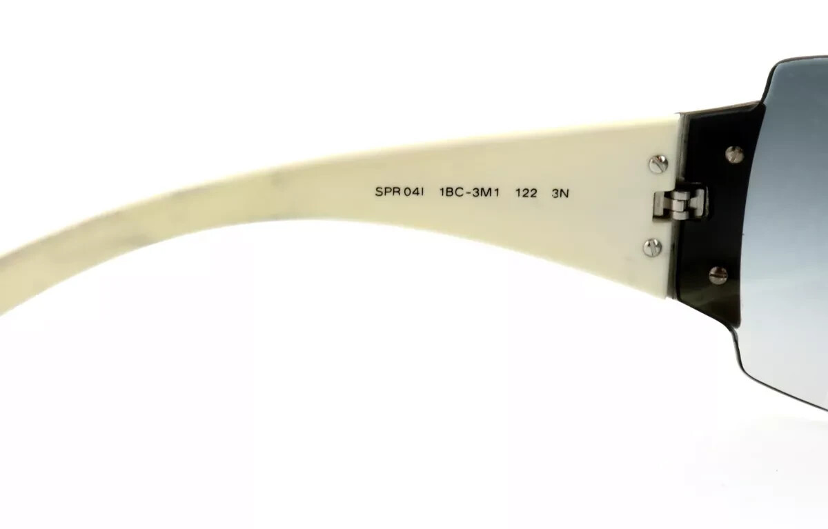 rare PRADA SPR04I 1BC-3M1 Ivory Gray Shield Wrap Sunglasses Italy