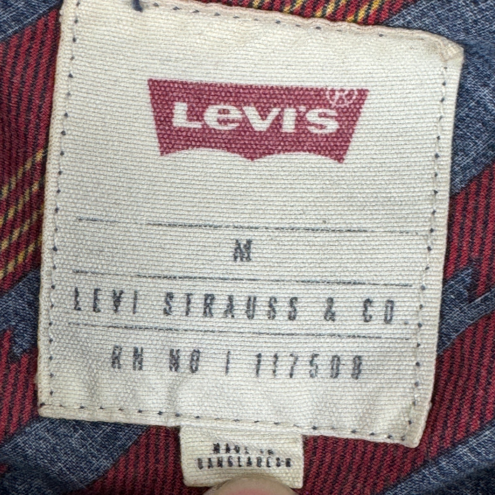 Levis Mens Southwestern Aztec Print Button Down Shirt Blue Red Yellow Medium