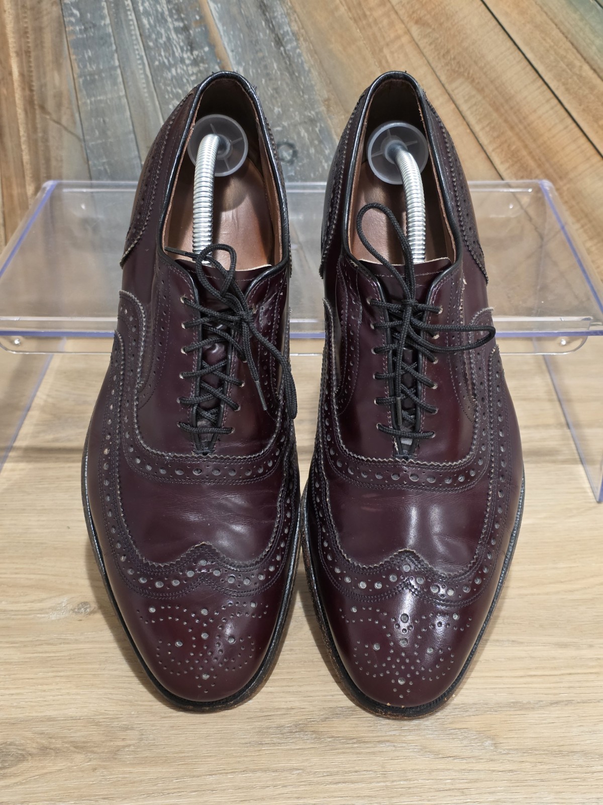 Allen Edmonds McAllister Wingtip Oxfords Burgundy 9 EEE USA Leather Wide