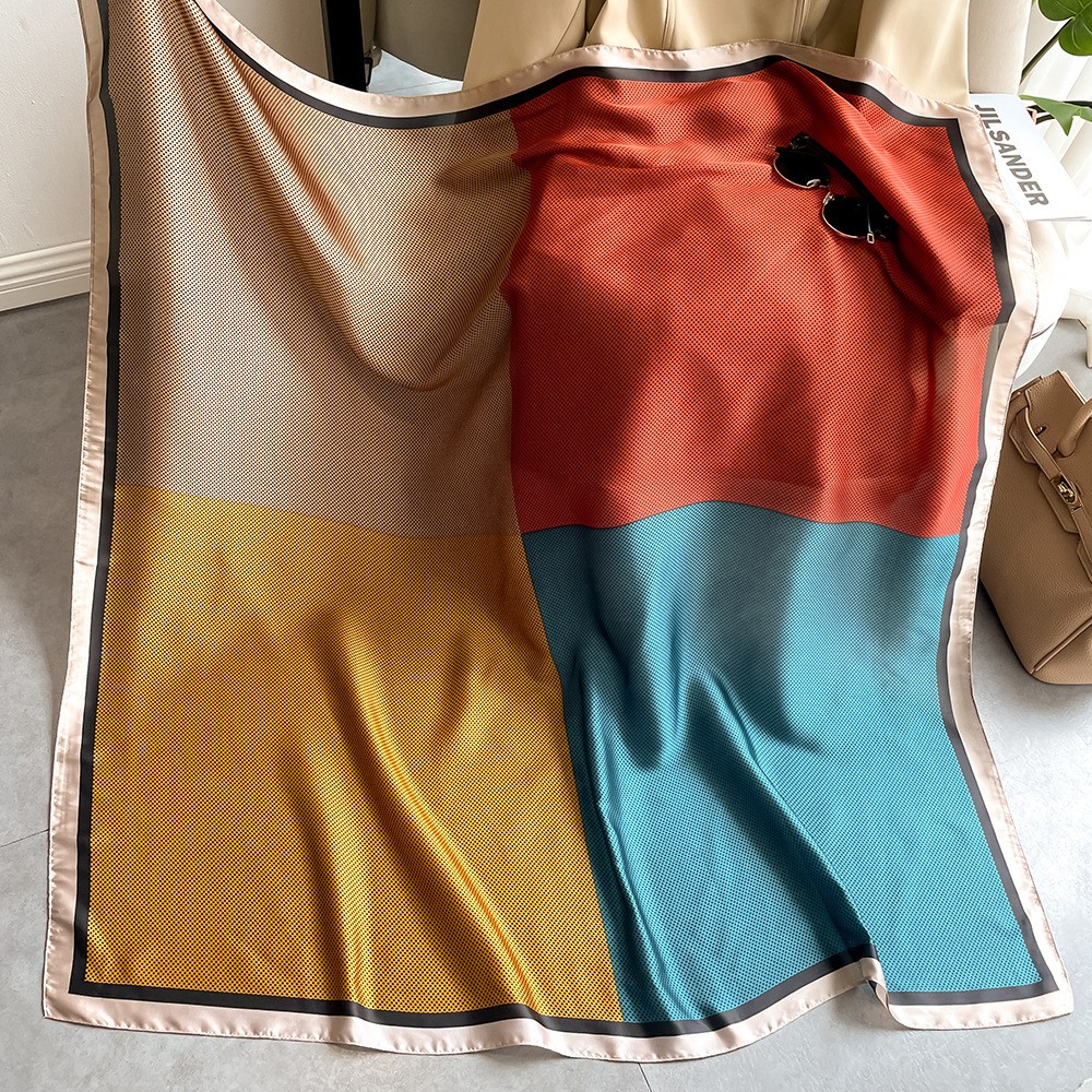 Elegant Silk Scarf (43x43in) Lightweight Versatile Large Size Scarves Wraps