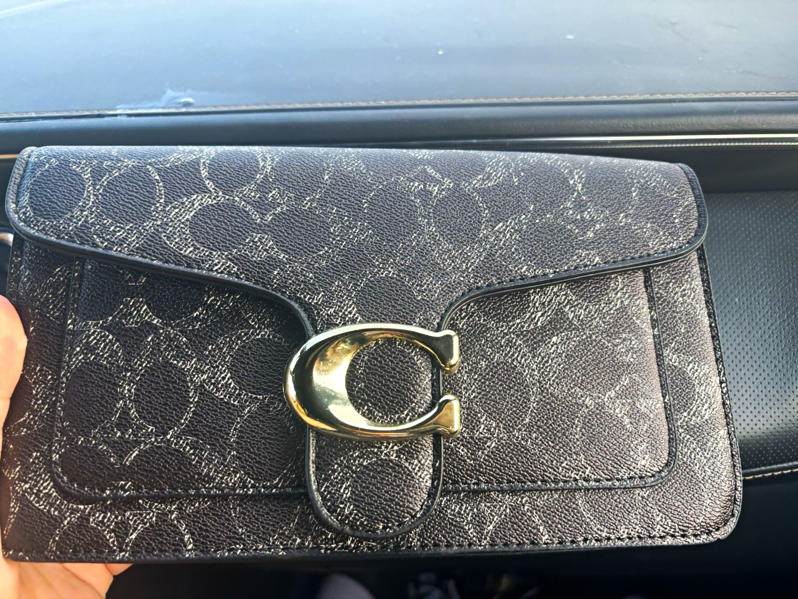 Coach Women’s Black Signature Logo C Buckle Snap Clutch Wallet, Credit Card