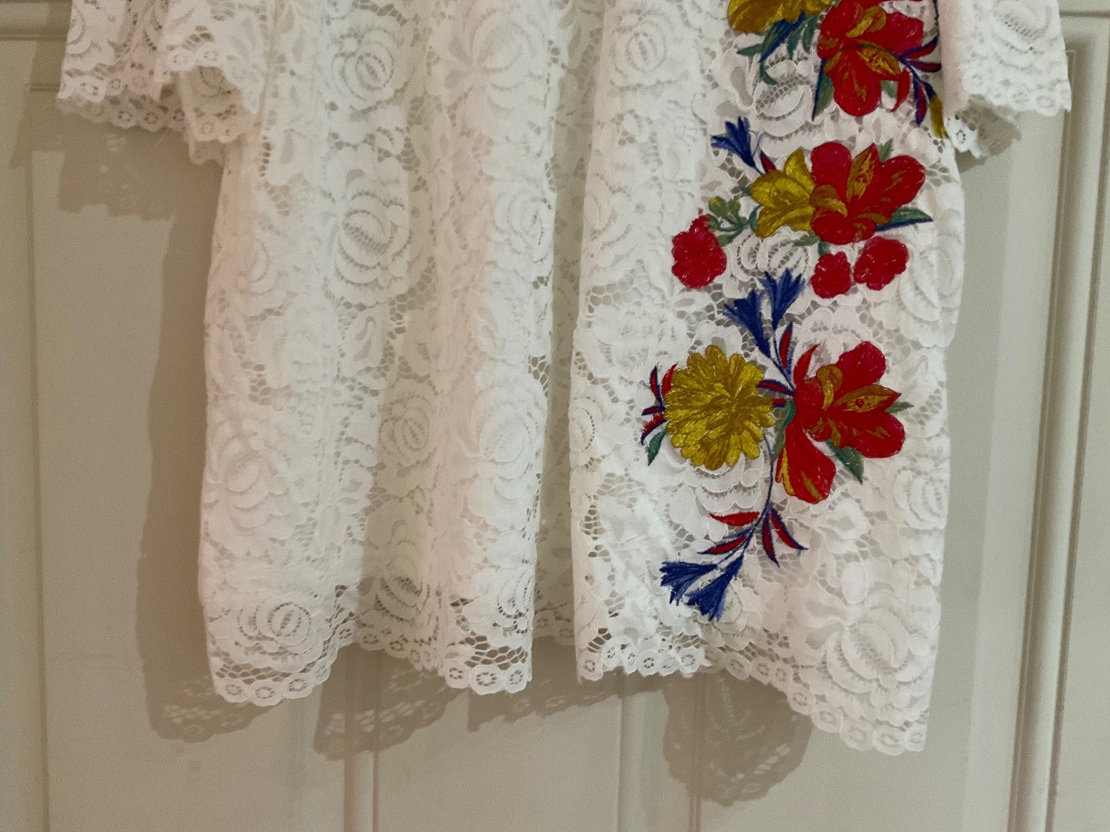 New Soon Matalan Lagenlook Ivory Floral Lace Stretch Blouson Top – Size 14 BNWT