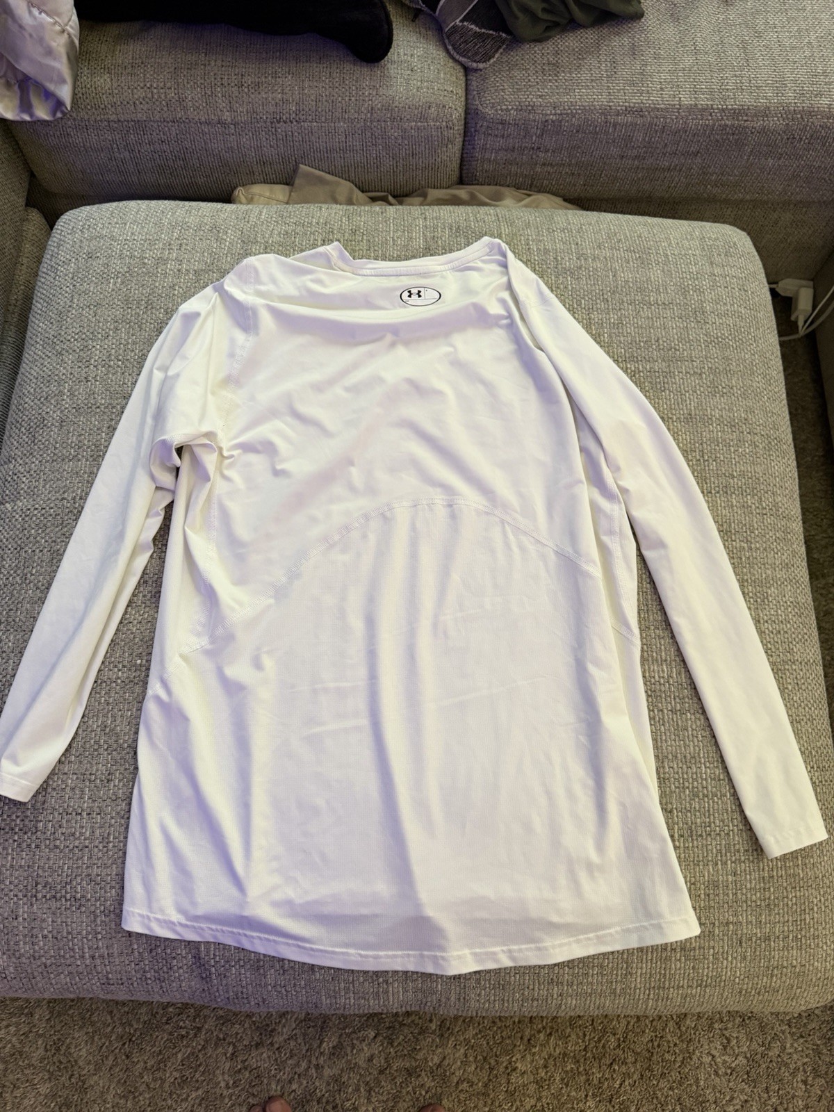 Under Armour HeatGear Men’s Compression Long Sleeve Crew Neck Shirt White XL