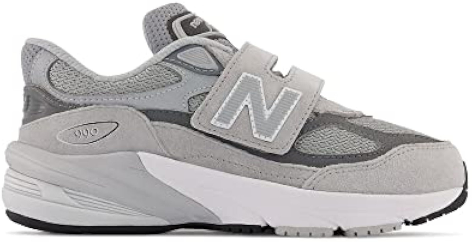 New Balance Boy’s 990 V6 Hook and Loop Sneaker, Grey/Silver, 6.5 X-Wide Toddler