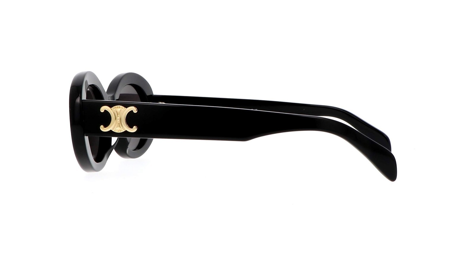 Celine CL40194U Triomphe Black Acetate Oval Sunglasses Grey Lens Women Authentic