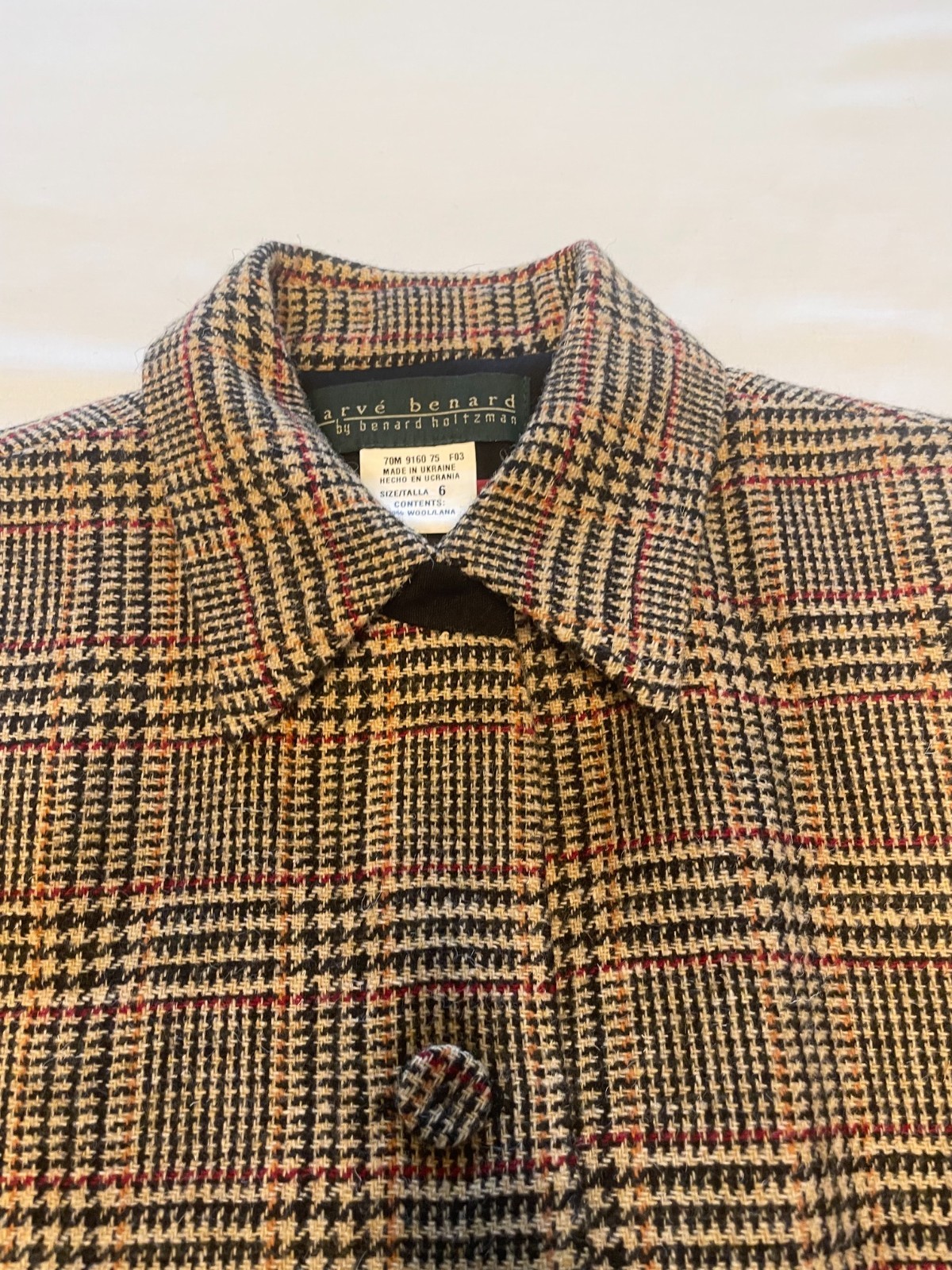 Vintage Harvé Benard by Bernard Holtzman 100% Wool Blazer Jacket Women’s Size 6