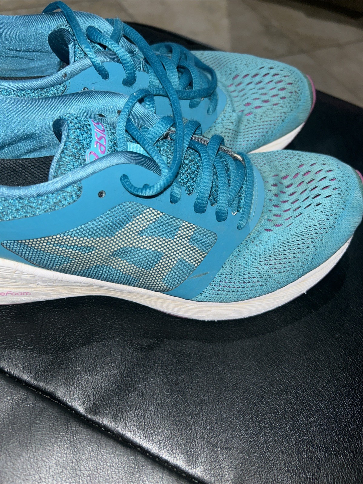 Asics Shoes Road Hawk Ff Running Sneakers Blue Lace Up Low Top T7D7N Womens 8