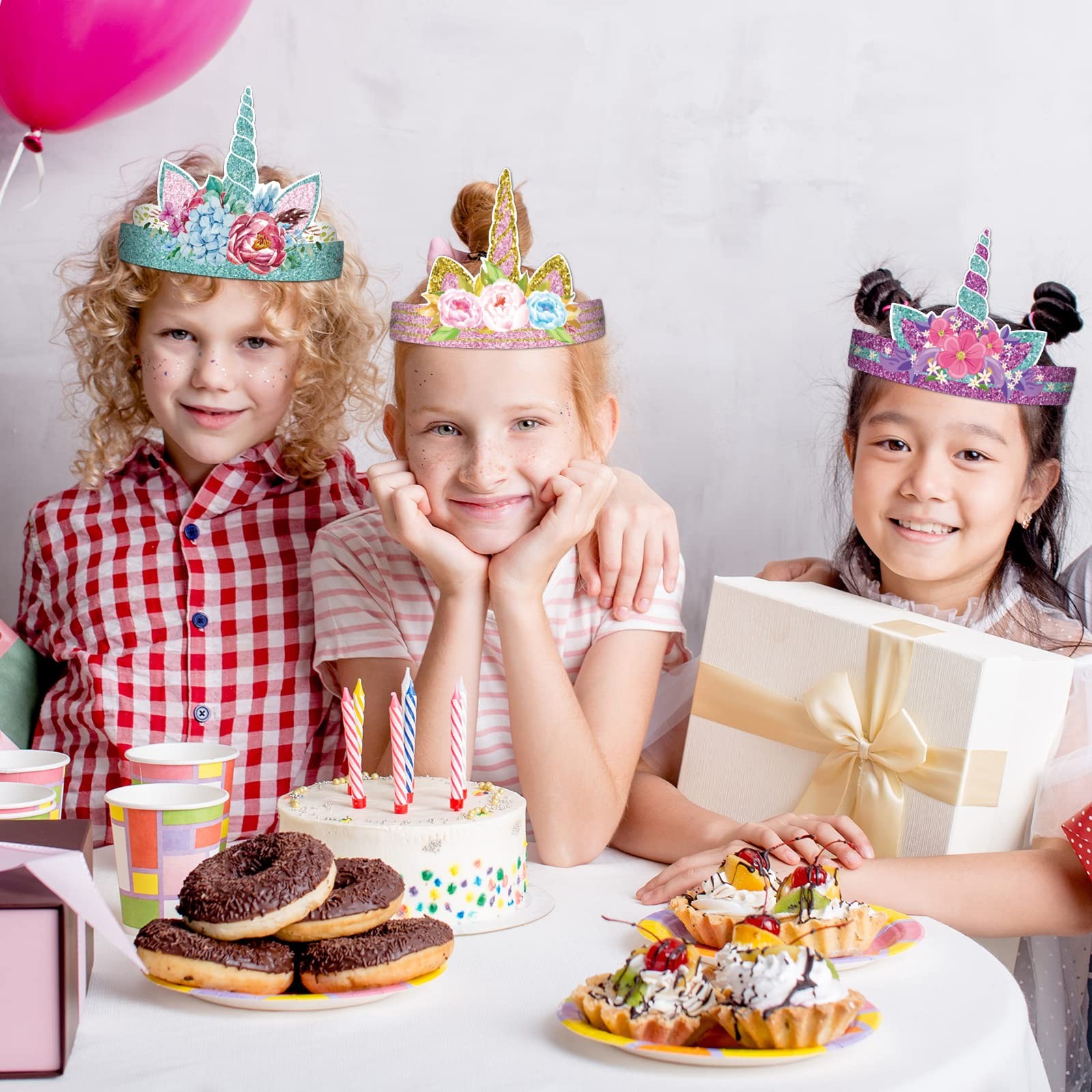 chiazllta 12 Pieces Unicorn Birthday Party 10inch*4.7inch, Purple,blue,pink