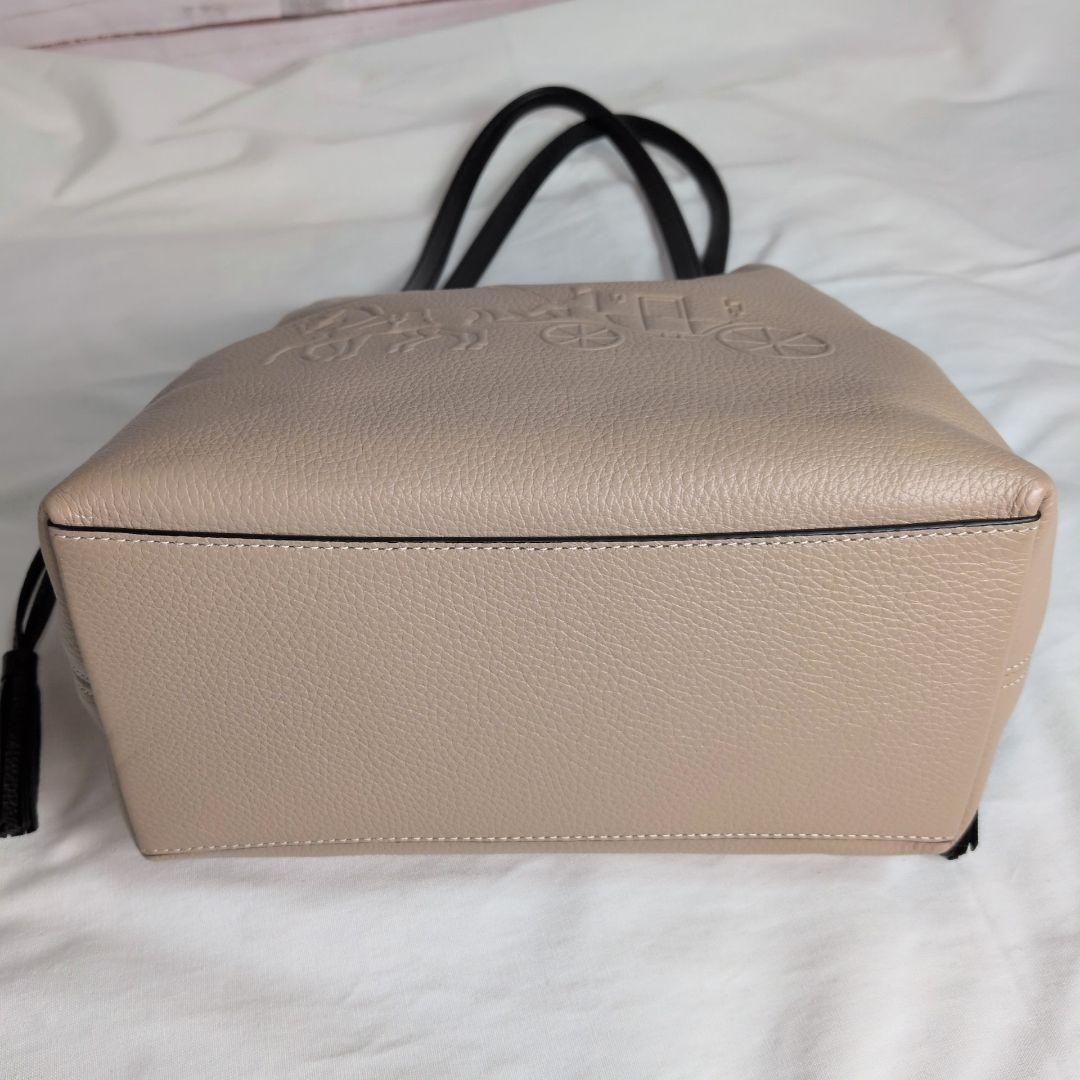 COACH Andy Tote Shoulder Bag CA165 Leather Beige x Black