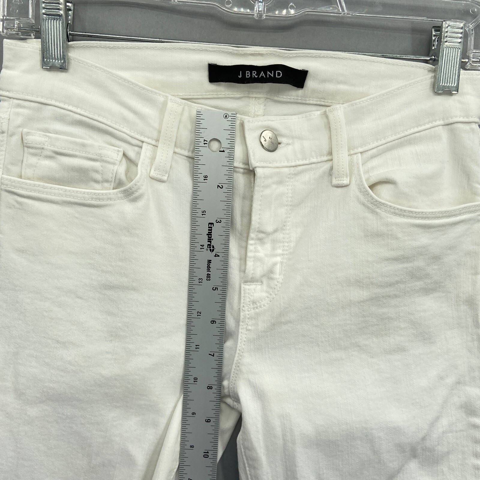 J Brand Jeans Womens 26 Straight Mid Rise Rail White Blanc Frayed Hem Stretch