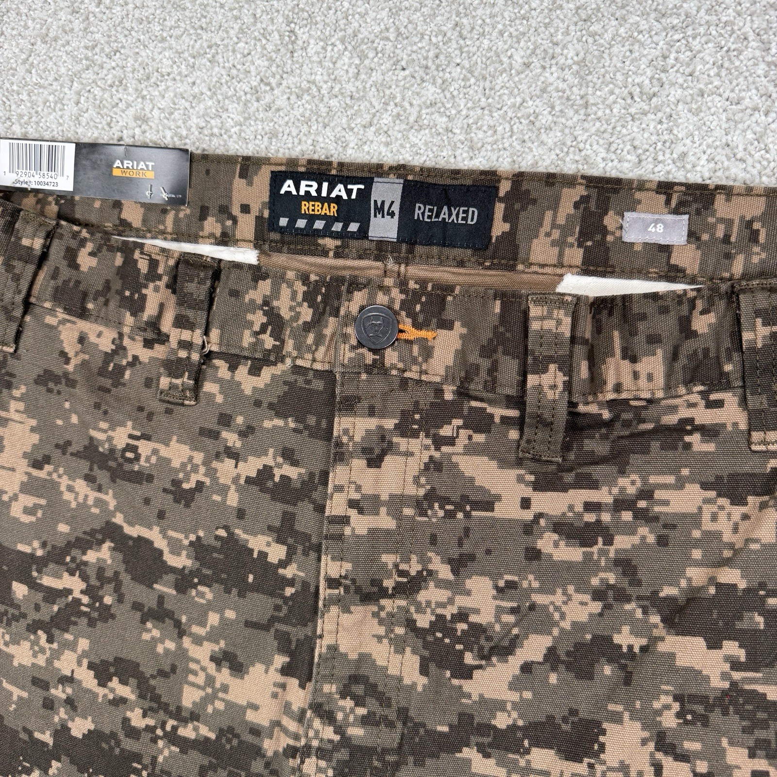 NEW Ariat Men’s Work Rebar Made Tough Cargo Shorts M4 Green Digi Camo 48