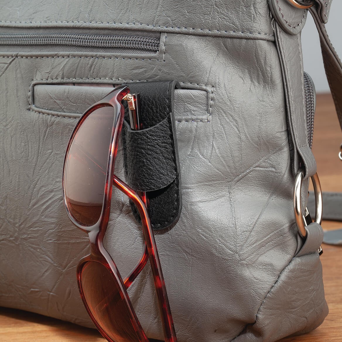 Magnetic Eyeglass Holder, Crafted with 100% Vegan Leather, Inlcudes Black and Sn