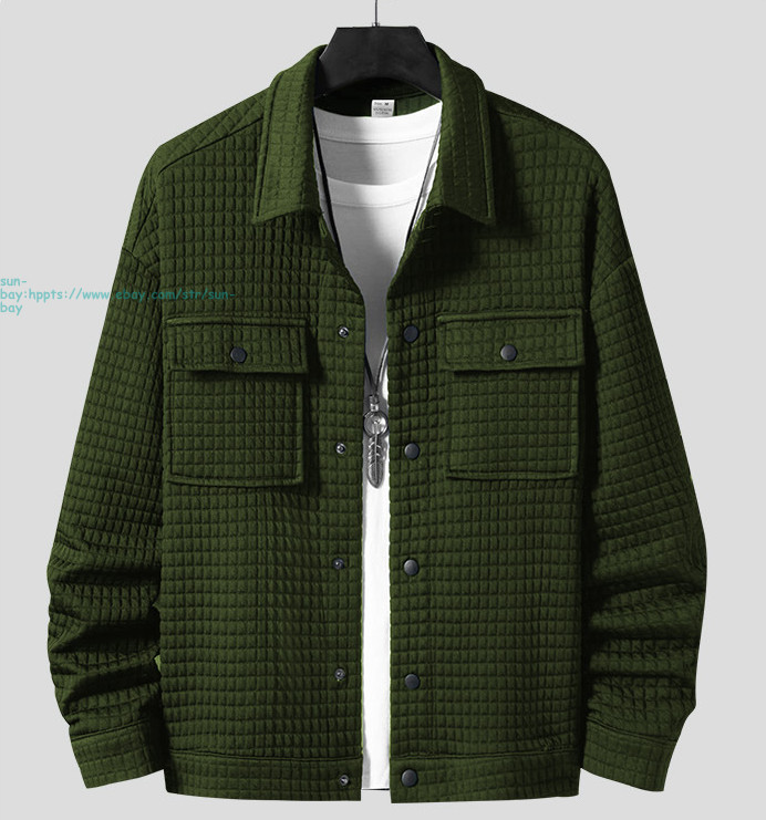 Men’s Button Down Jacket Causal Long Sleeve LightWeight Coats with Flap Pockets