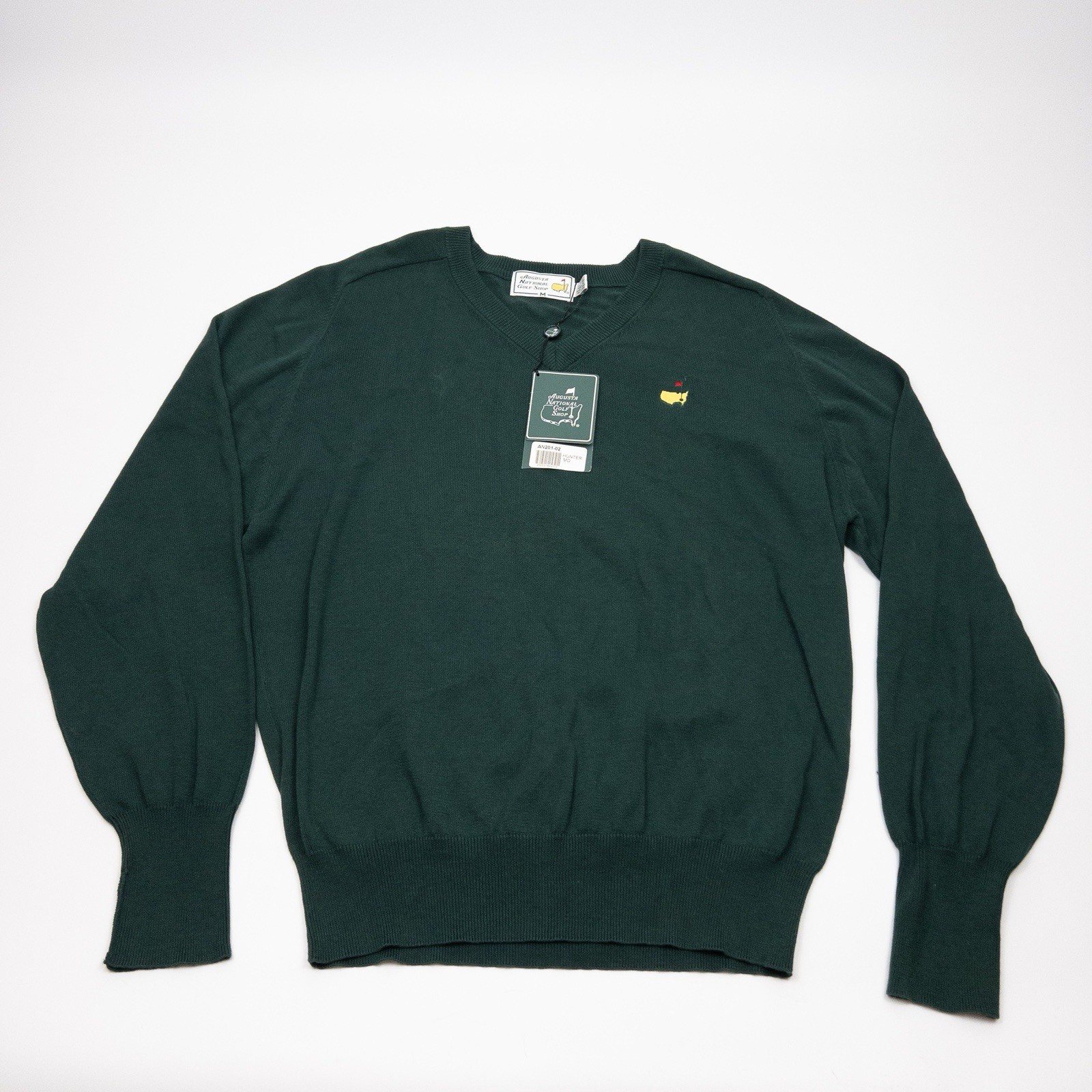 Masters Sweater Mens Medium Hunter Green V-Neck Augusta National Golf Shop Vtg