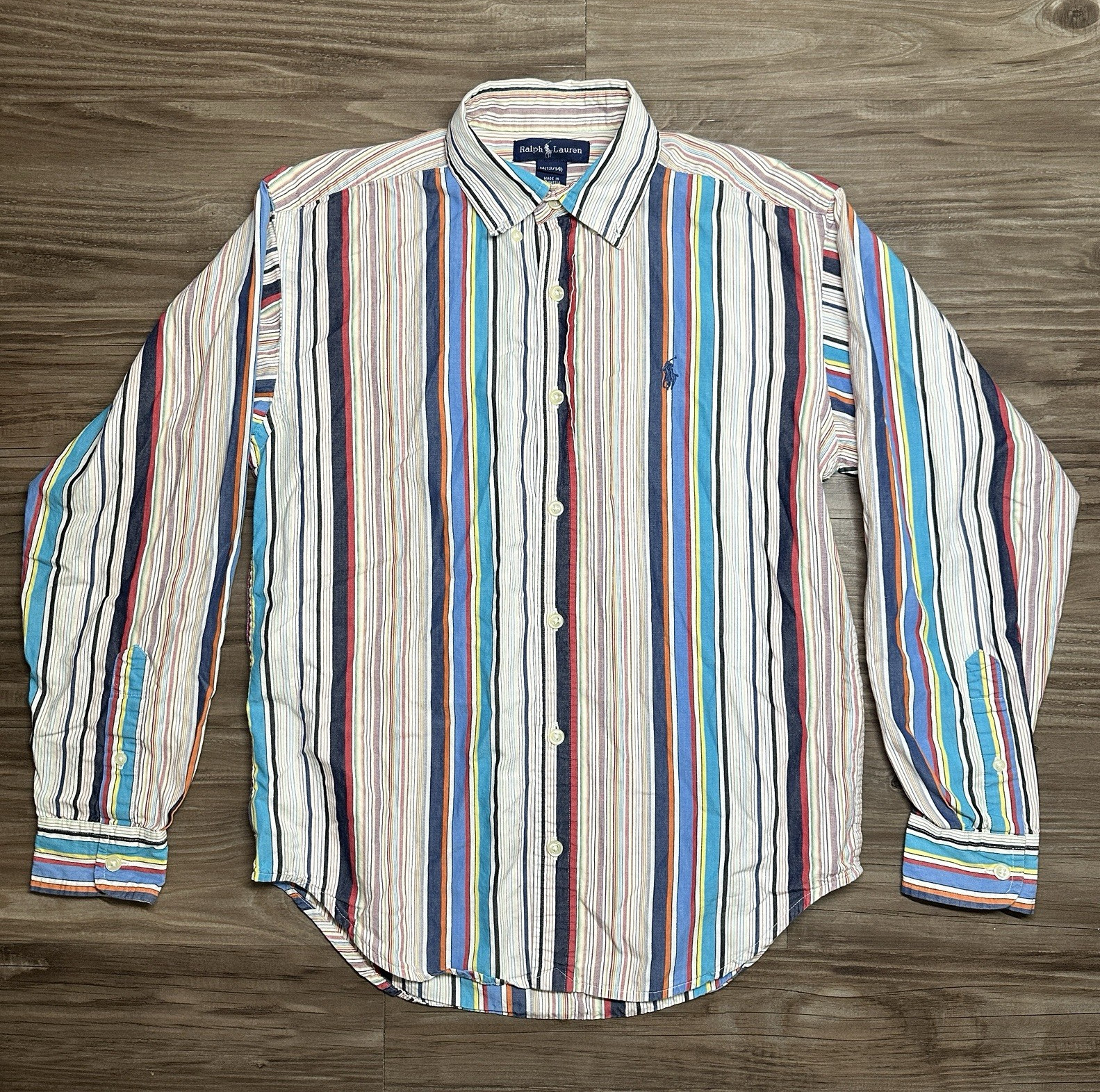 Ralph Lauren Women’s M (12/14) Striped Multicolor Long Sleeve Cotton Button-Up